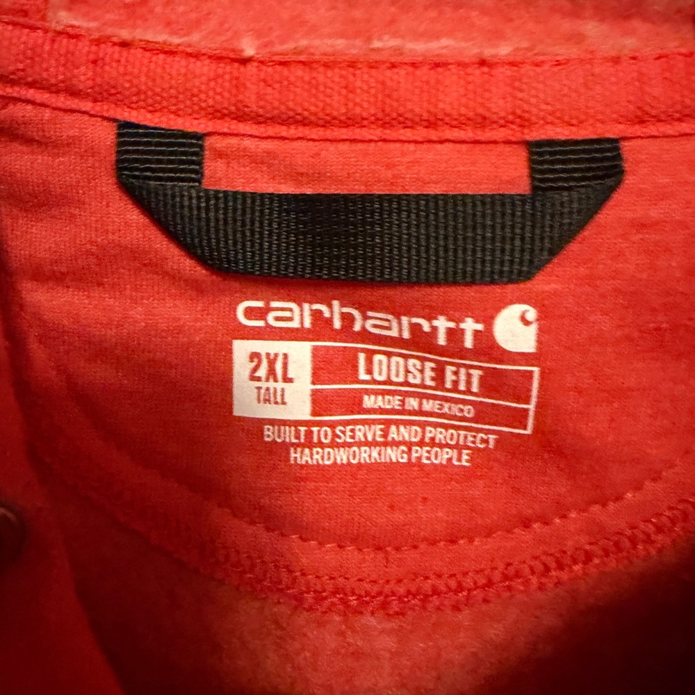 This is a Men’s Carhartt XXL tall, infrared red hoodie. - Picture 3 of 3